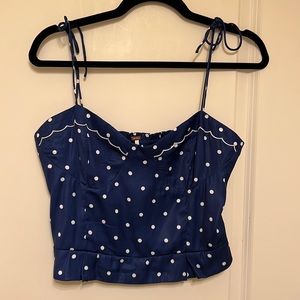 Free People Bustiers Navy Blue and White Top